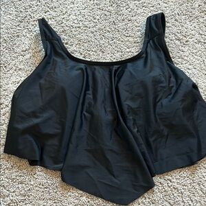 Black Asymmetrical flounce Bikini Top